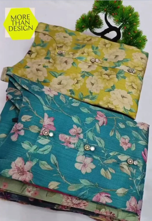Women Floral Print Cotton Silk Kurta Set (Multicolor)