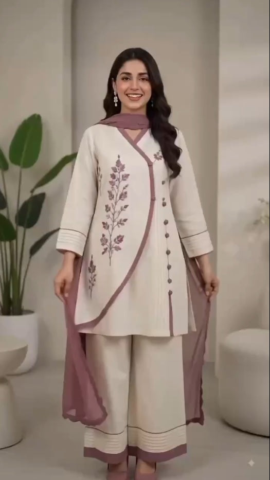 Embroidered Cotton Tunic & Trousers Co-Ord Set