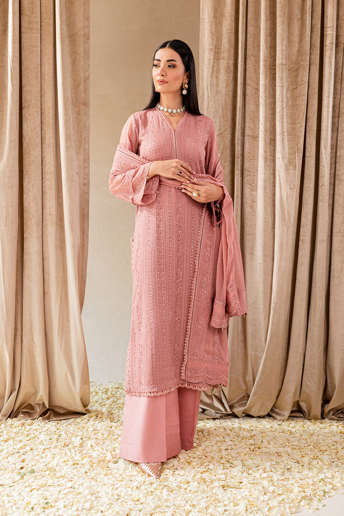 Women Pure Cotton Pink color Kurta Pant Dupatta Set