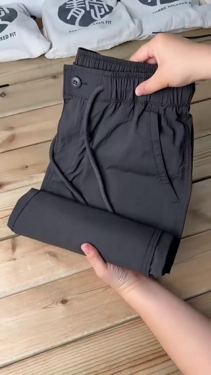 Men’s Black Elastic Waist Smart Casual Stretch Trousers