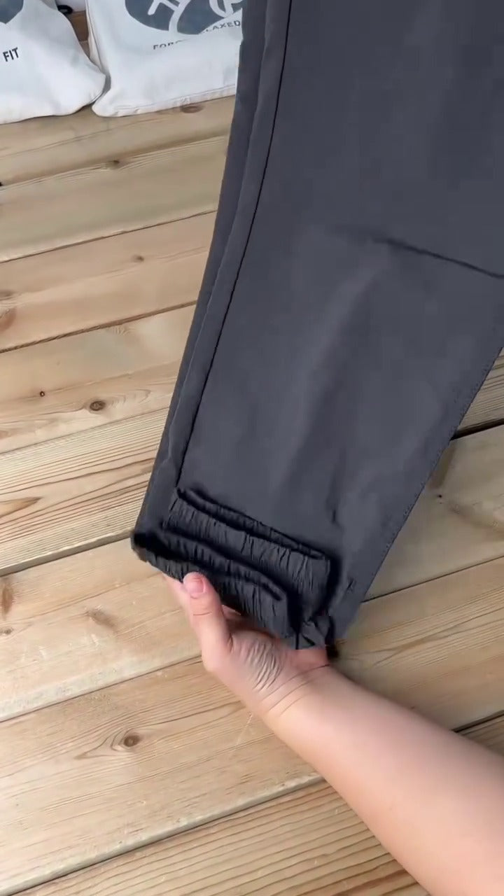 Men’s Black Elastic Waist Smart Casual Stretch Trousers