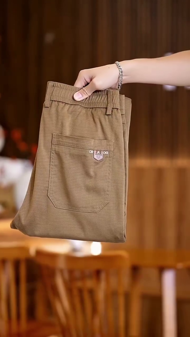 Men Straight Fit Wrinkle Free Trousers Pents