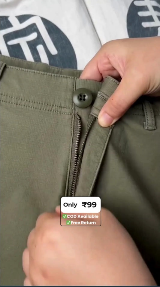 Men’s Beige Slim-Fit Cotton Pants